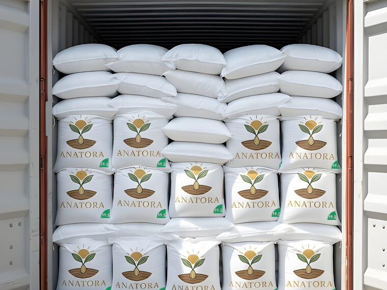 Anatora-branded sacks, loaded for export